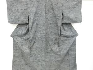 アンティーク　竹笹模様織り出し手織り紬単衣着物